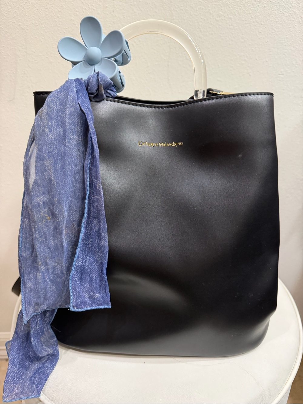 Catherine Malandrino Black Tote with Clear Handles